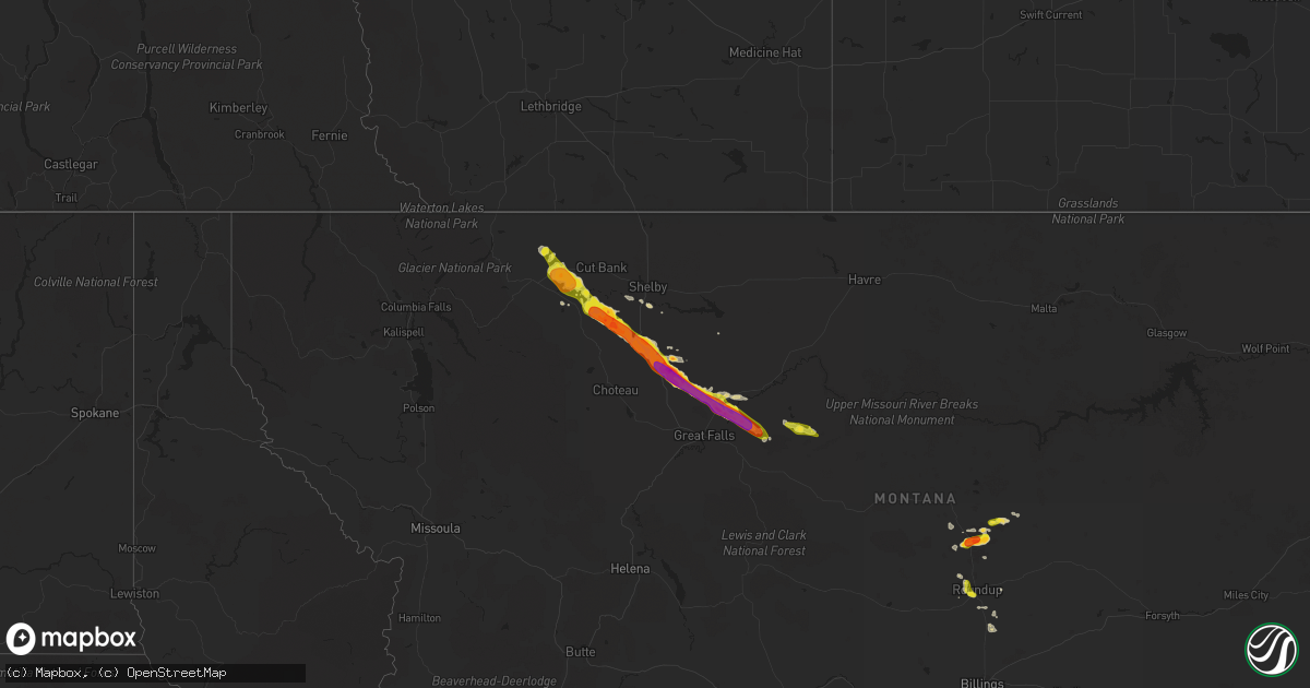 Hail map on June 14, 2019