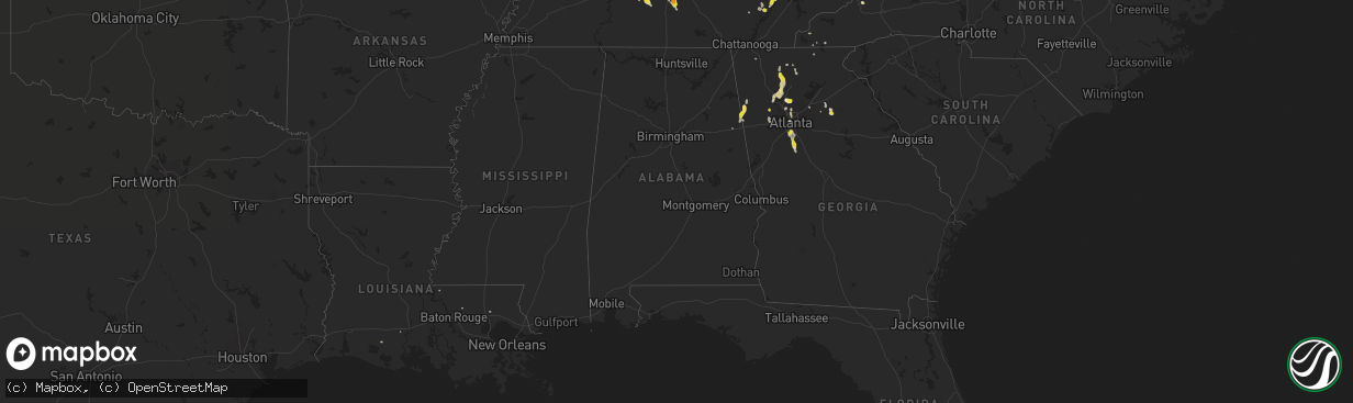 Hail map in Alabama on June 14, 2020