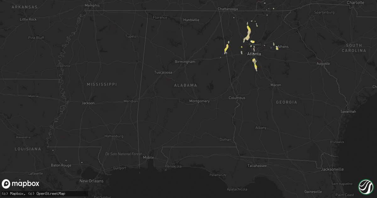 Hail map in Alabama on June 14, 2020