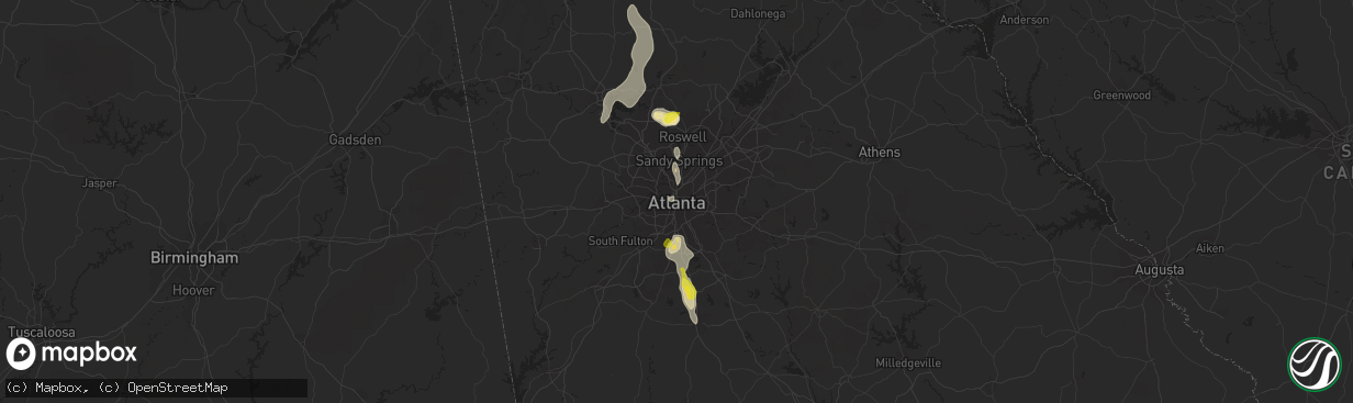 Hail map in Atlanta, GA on June 14, 2020