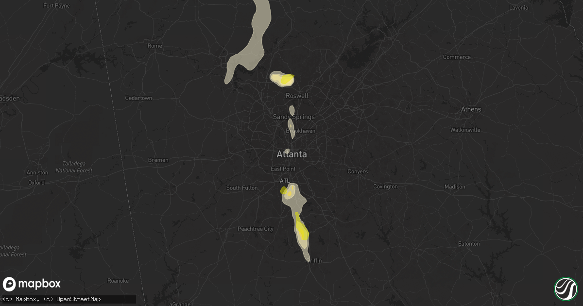 Hail map in Atlanta, GA on June 14, 2020