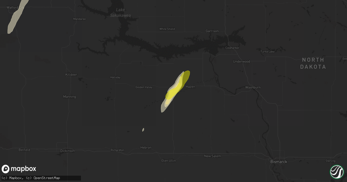 Hail map in Beulah, ND on June 14, 2020