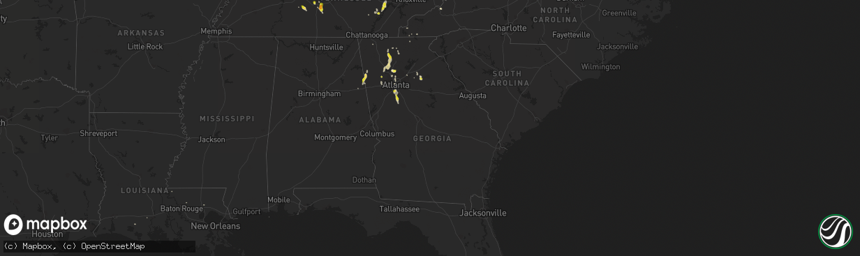 Hail map in Georgia on June 14, 2020