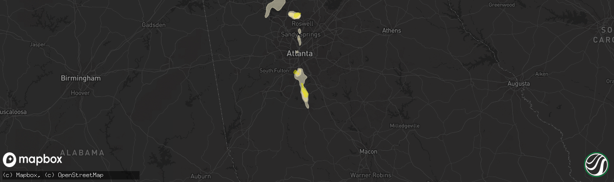 Hail map in Hampton, GA on June 14, 2020