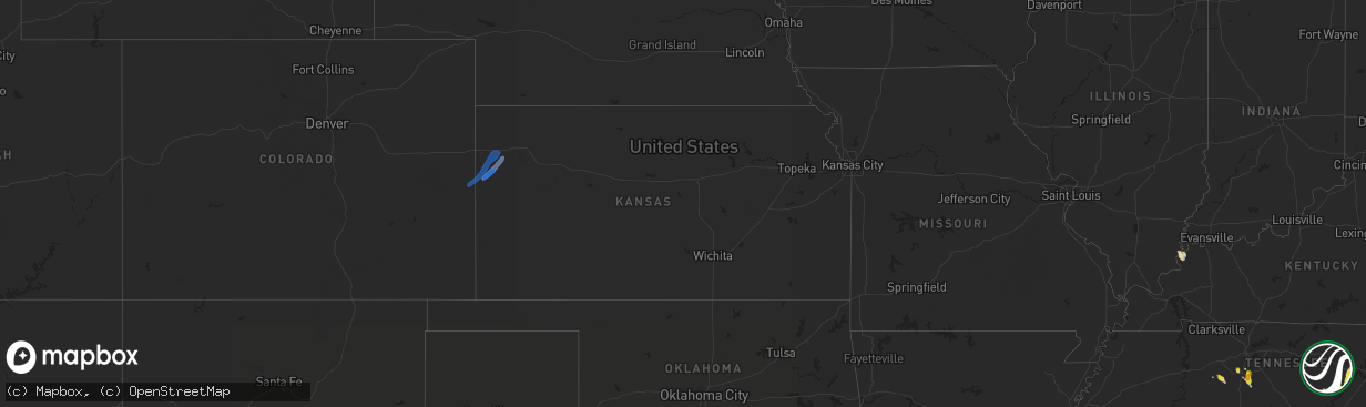 Hail map in Kansas on June 14, 2020