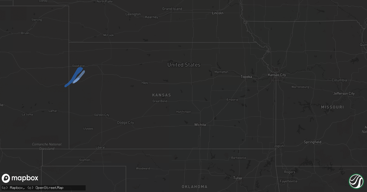 Hail map in Kansas on June 14, 2020