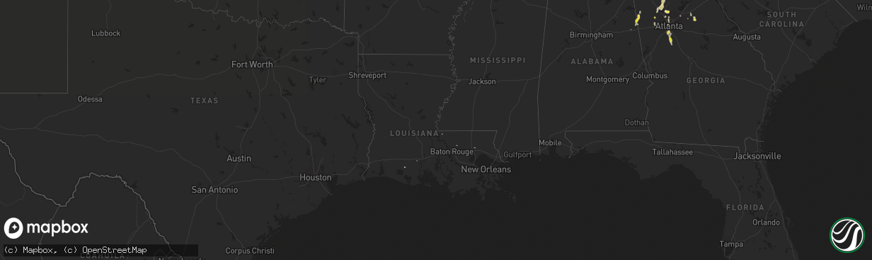 Hail map in Louisiana on June 14, 2020