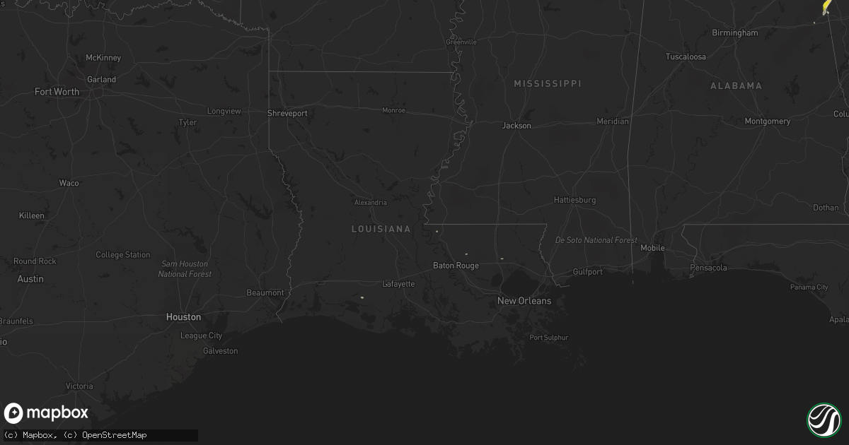 Hail map in Louisiana on June 14, 2020