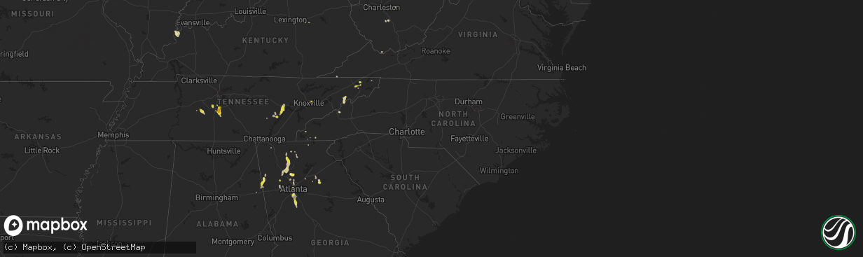 Hail map in North Carolina on June 14, 2020