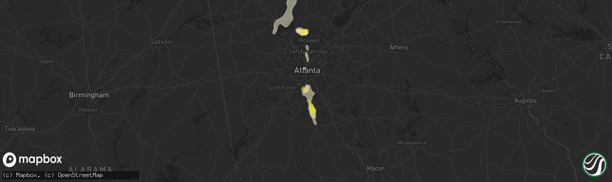 Hail map in Riverdale, GA on June 14, 2020