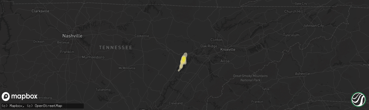 Hail map in Rockwood, TN on June 14, 2020