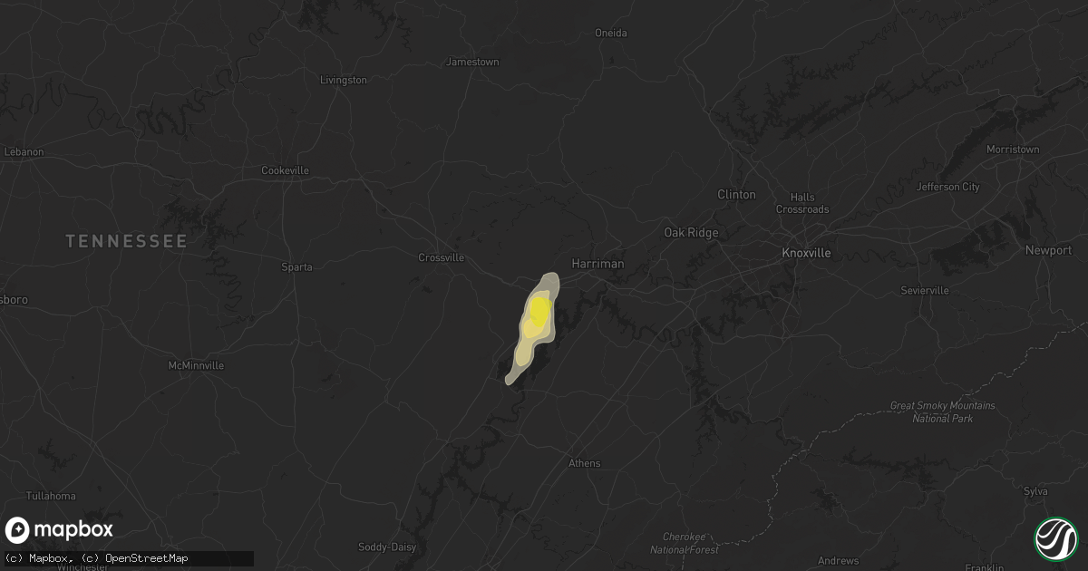 Hail map in Rockwood, TN on June 14, 2020