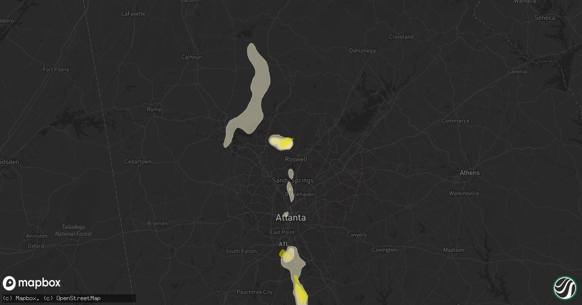 Hail map in Roswell, GA on June 14, 2020