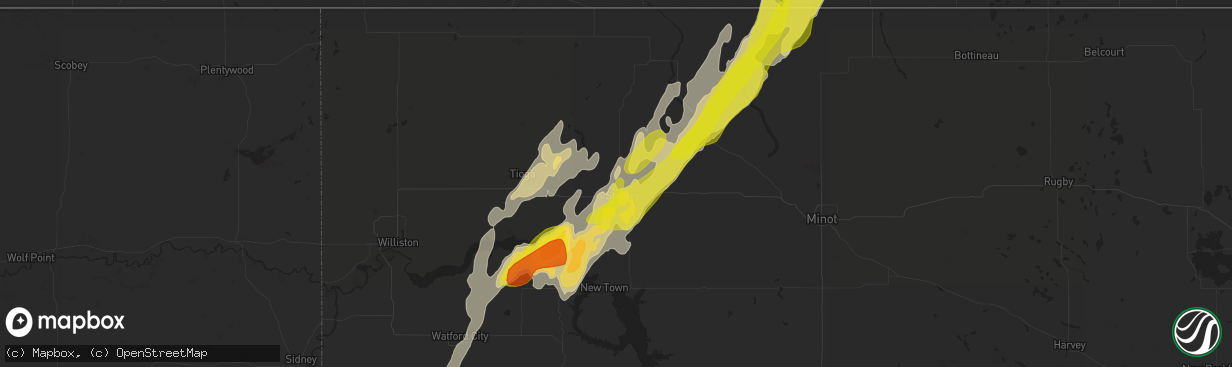 Hail map in Stanley, ND on June 14, 2020