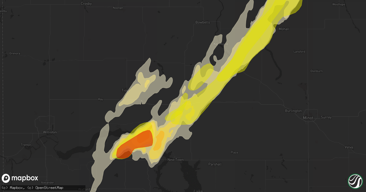 Hail map in Stanley, ND on June 14, 2020
