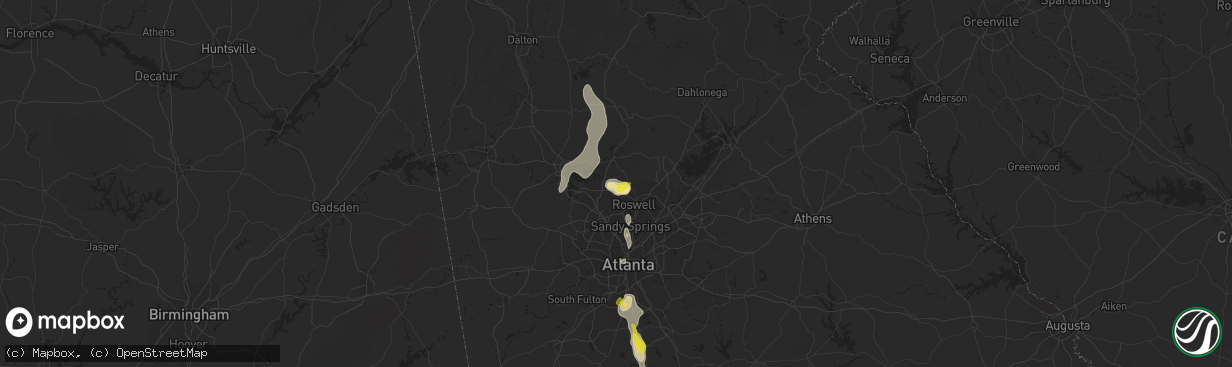 Hail map in Woodstock, GA on June 14, 2020