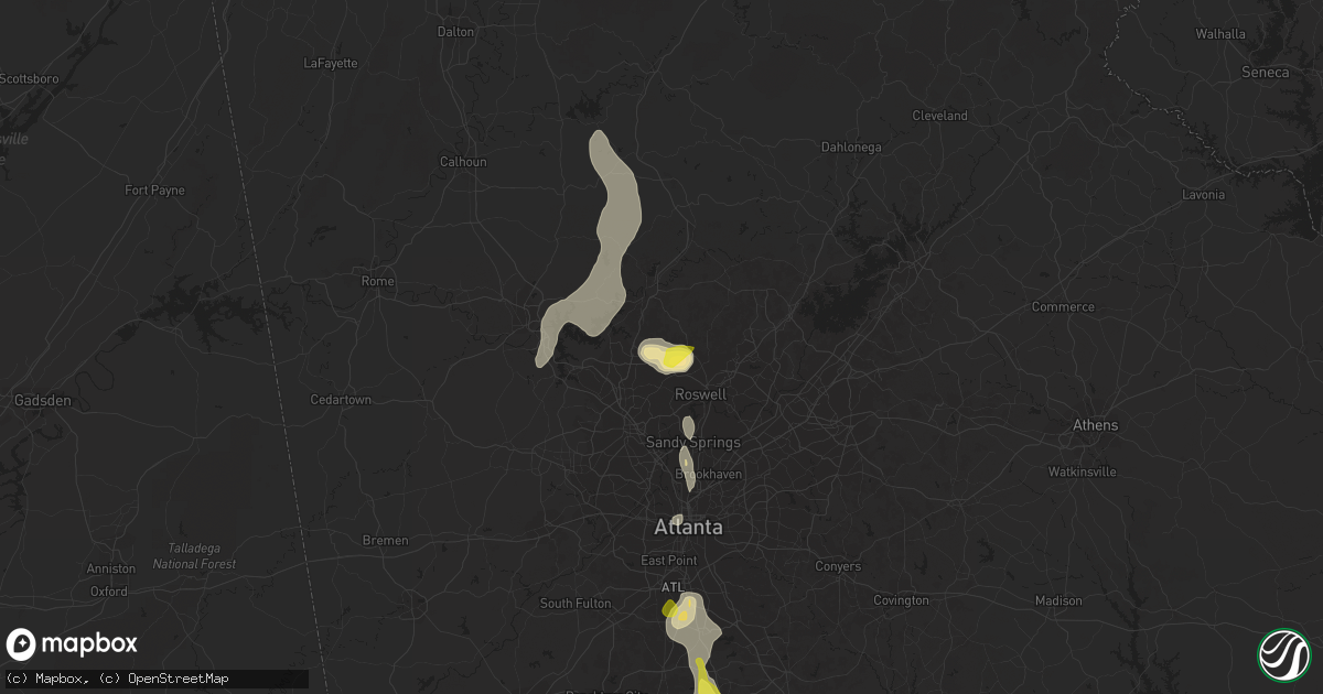 Hail map in Woodstock, GA on June 14, 2020