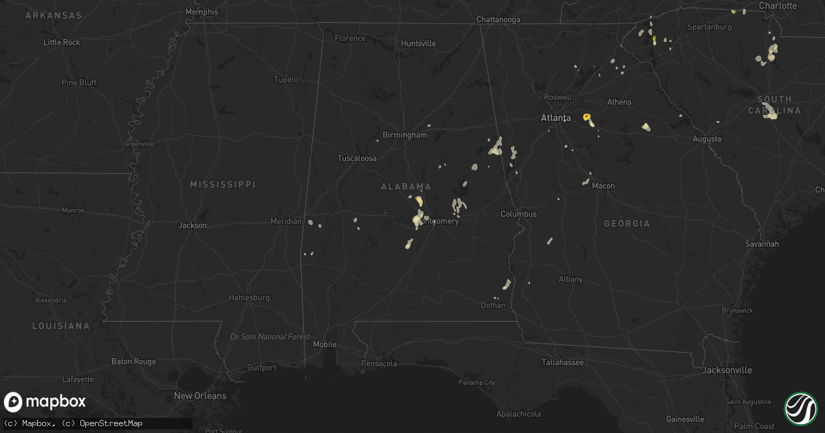 Hail map in Alabama on June 14, 2021