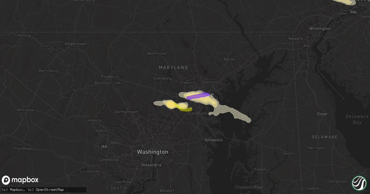 Hail map in Catonsville, MD on June 14, 2021