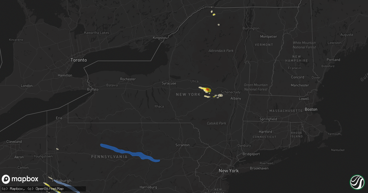 Hail map in New York on June 14, 2021