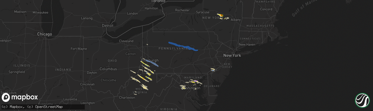 Hail map in Pennsylvania on June 14, 2021