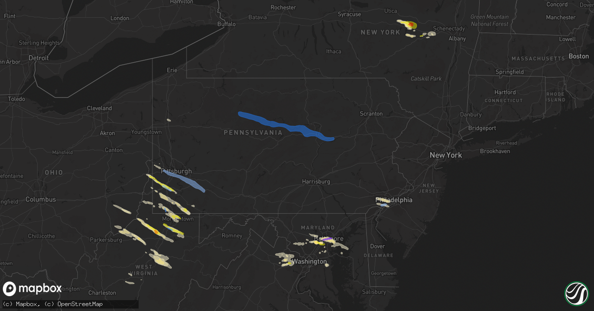 Hail map in Pennsylvania on June 14, 2021
