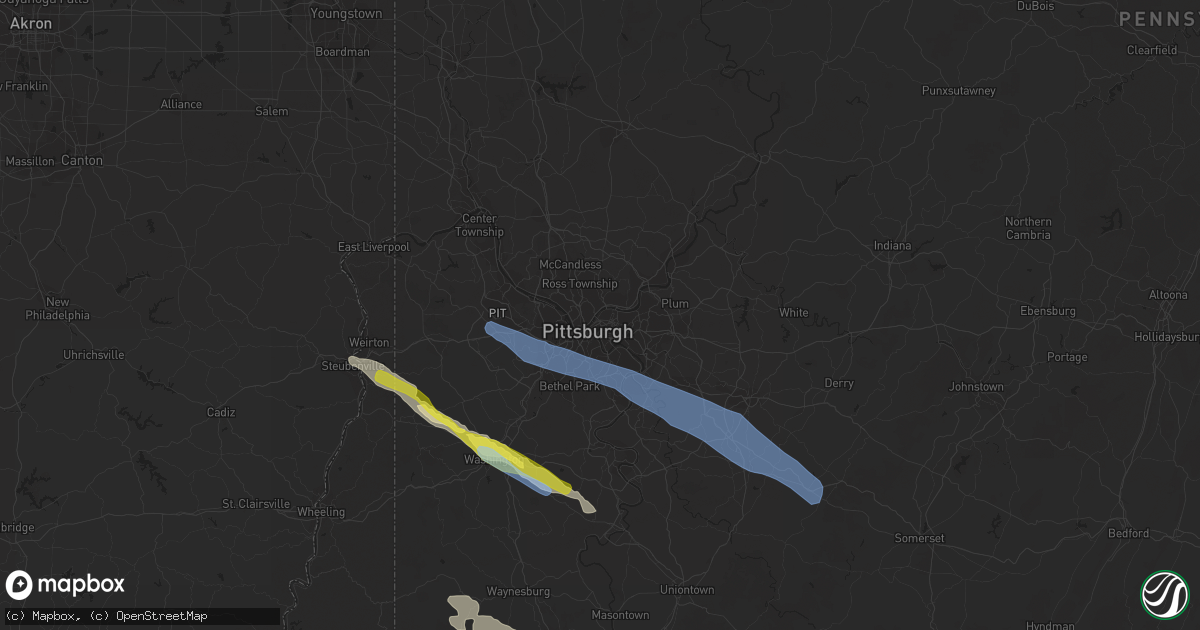 Hail map in Pittsburgh, PA on June 14, 2021