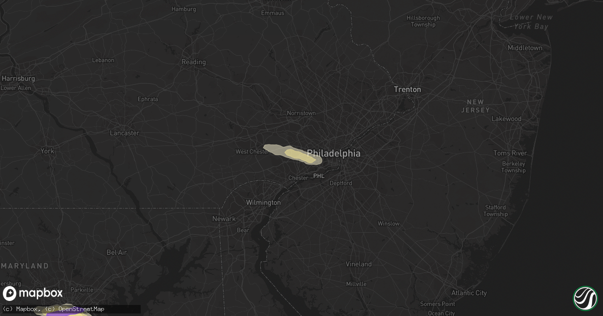 Hail map in Springfield, PA on June 14, 2021