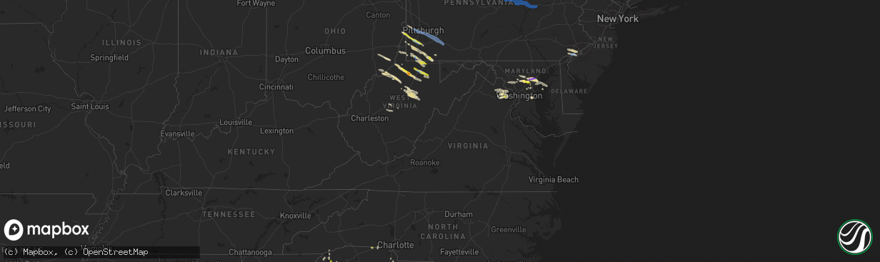 Hail map in Virginia on June 14, 2021