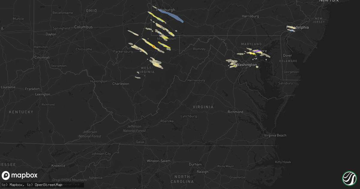 Hail map in Virginia on June 14, 2021