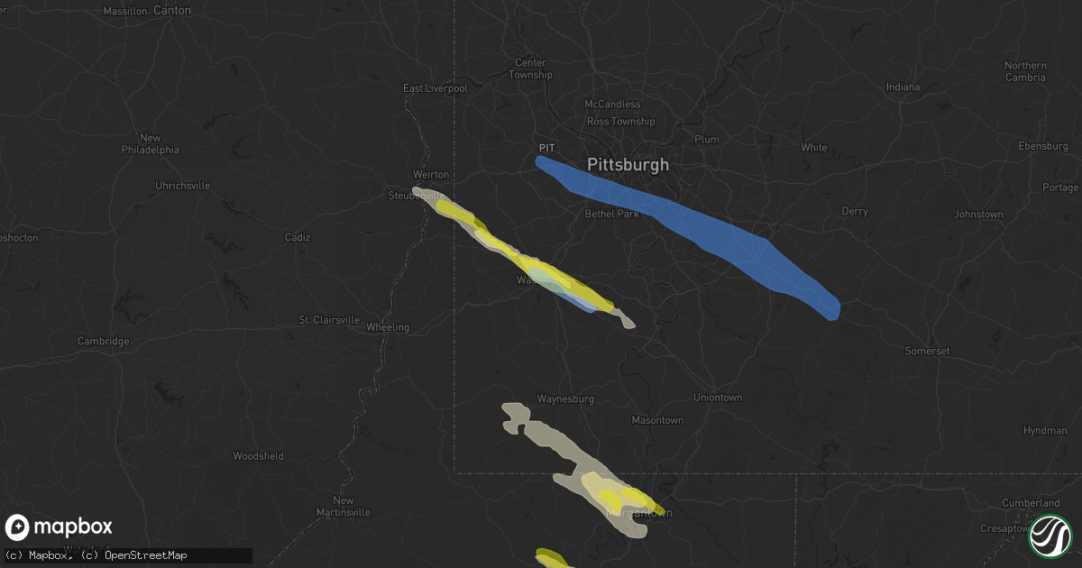 Hail map in Washington, PA on June 14, 2021