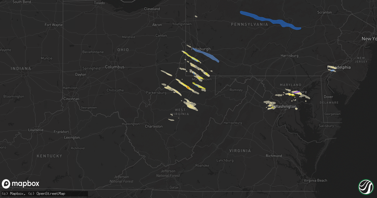 Hail map in West Virginia on June 14, 2021
