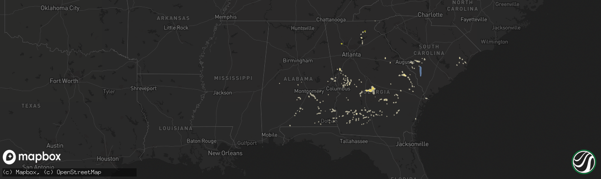 Hail map in Alabama on June 14, 2022