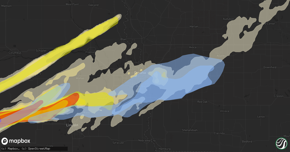 Hail map in Council Bluffs, IA on June 14, 2022