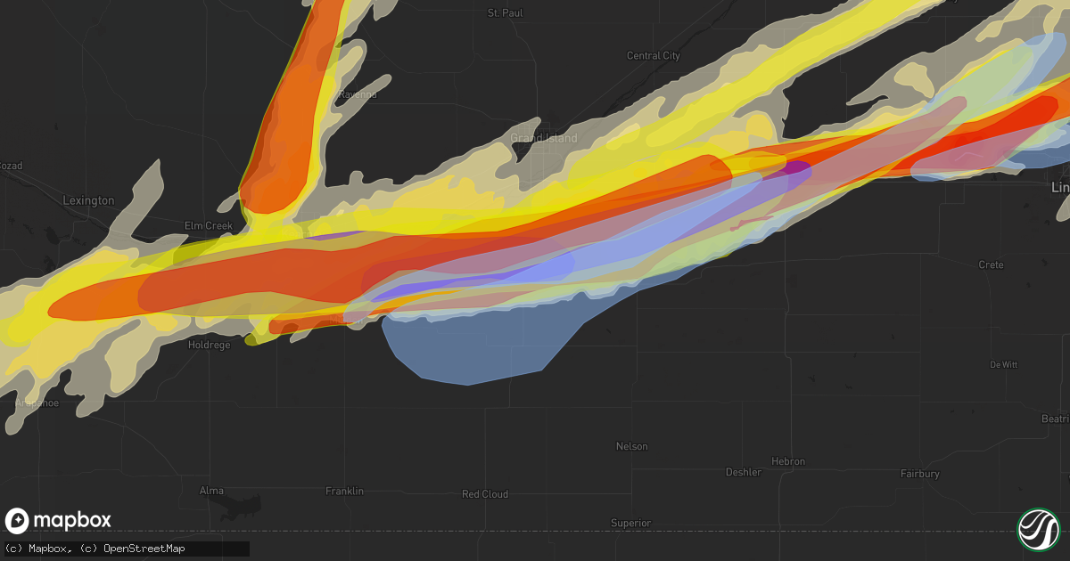 Hail map in Hastings, NE on June 14, 2022