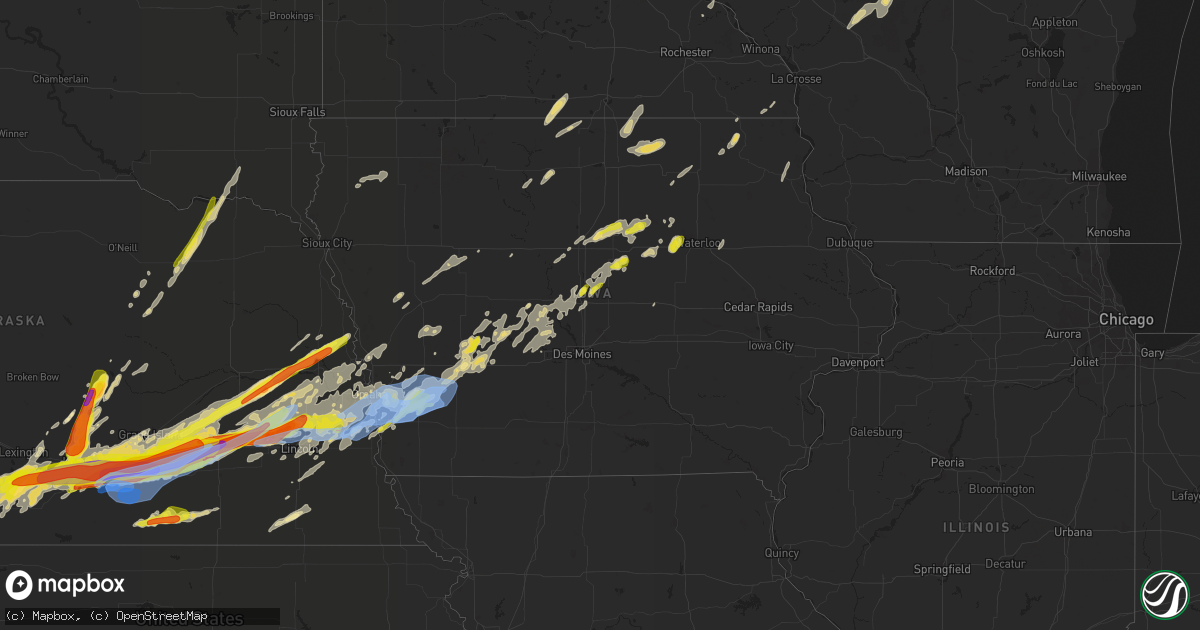 Hail map in Iowa on June 14, 2022