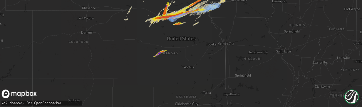 Hail map in Kansas on June 14, 2022
