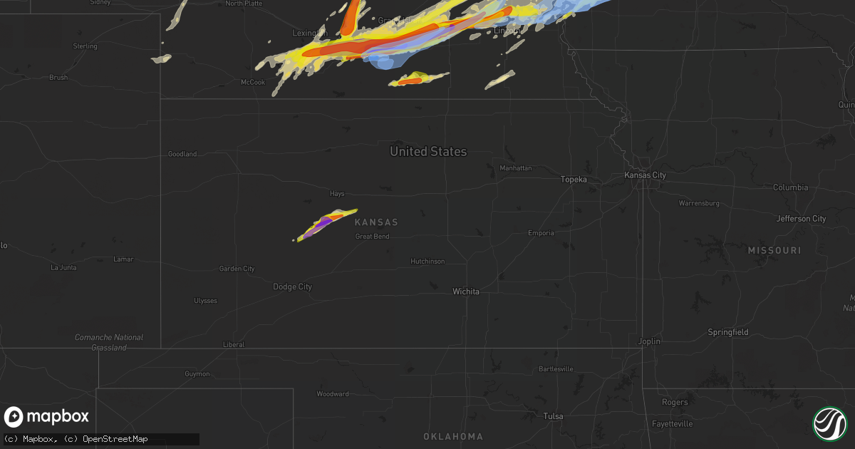 Hail map in Kansas on June 14, 2022