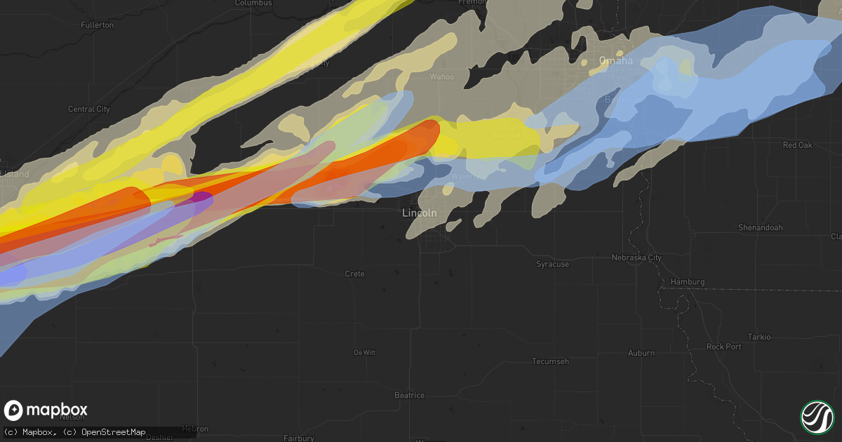 Hail map in Lincoln, NE on June 14, 2022