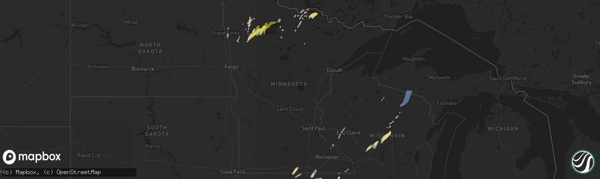 Hail map in Minnesota on June 14, 2022