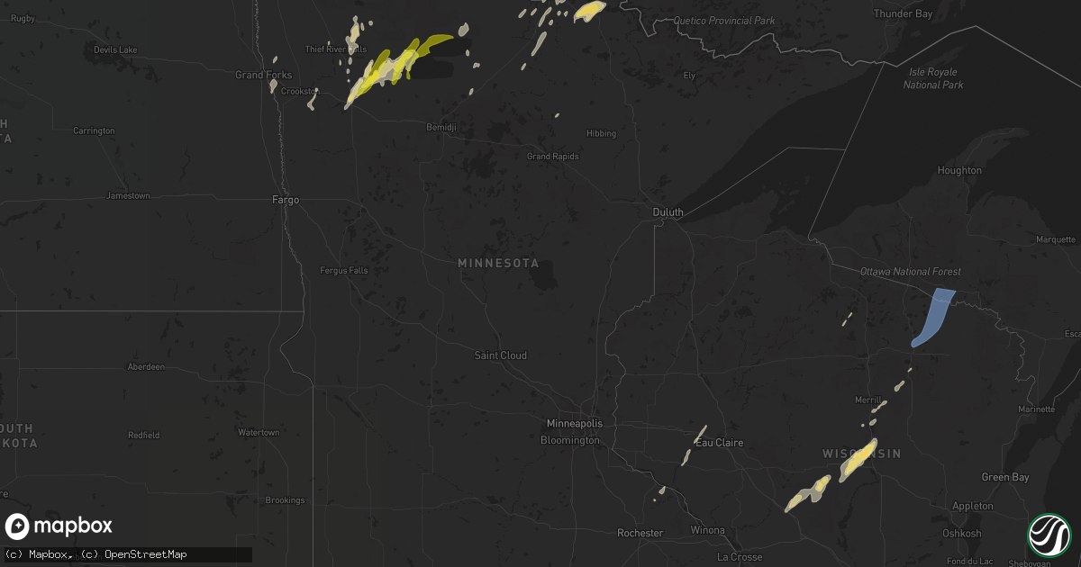 Hail map in Minnesota on June 14, 2022