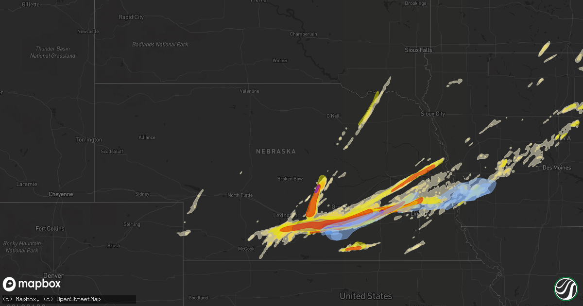 Hail map in Nebraska on June 14, 2022