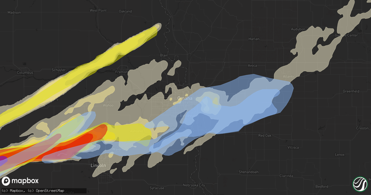 Hail map in Omaha, NE on June 14, 2022