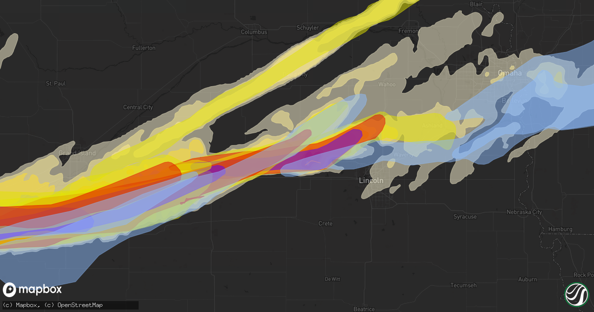 Hail map in Seward, NE on June 14, 2022