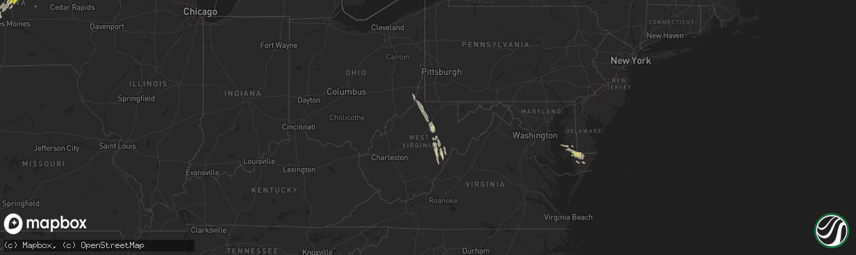 Hail map in West Virginia on June 14, 2022