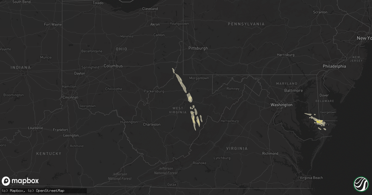 Hail map in West Virginia on June 14, 2022