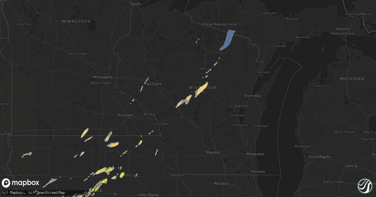 Hail map in Wisconsin on June 14, 2022