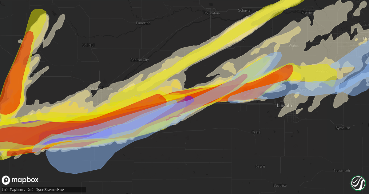 Hail map in York, NE on June 14, 2022