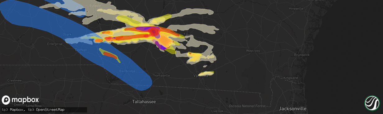 Hail map in Adel, GA on June 14, 2023