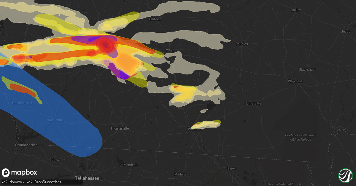Hail map in Adel, GA on June 14, 2023